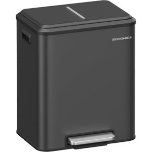 SONGMICS Odpadkový koš na tříděný odpad 2 x 15 l černá