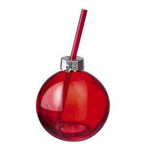 SANTA'S BUBBLE Skleněná koule s brčkem - červená