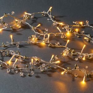 JINGLE LIGHTS LED Světelný řetěz s USB s perlami a rolničkami 40 světel